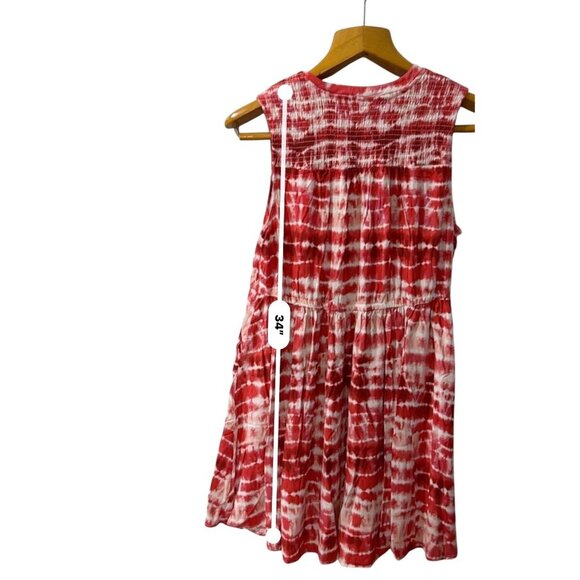 Torrid Red & White Tie-Dye Sleeveless Smocked Waist‎ Mini Dress Size 2X - Picture 5 of 8